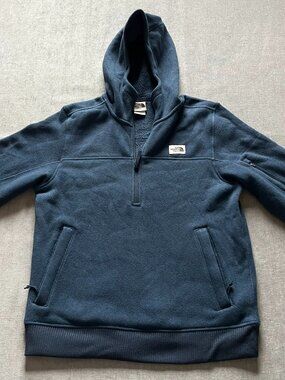 North Face 1/2 Quarter Zip Fleece Hoodie Men Medium Blue Outdoor Casual Pullover